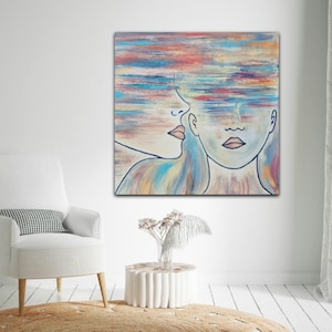 LISTENING- Acrylic Painting-Canvas Wall art- Original Hand Made-Abstract Painting - Modern Art