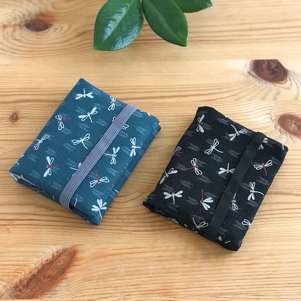Cartera de bolsillo / tarjetero / estampado de libélulas de tela japonesa / cartera pequeña / mini cartera / estilo minimalista