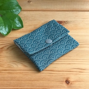 Tecido japonês / estampa de ondas / carteira de tecido / carteira de bolso / porta-cartões / carteira minimalista / carteira masculina / carteira unissex