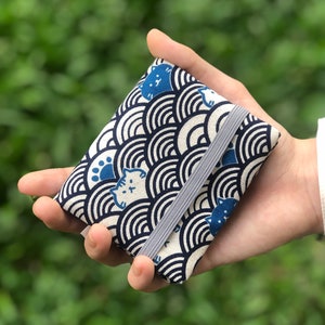 Mini carteira / carteira de bolso / porta-cartões / carteira pequena / estampa de gato estilo japonês