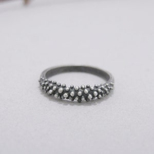 Sterling silver ring, bubbles ring, organic stackable ring, granulation, balls ring, textured ring, gift for her