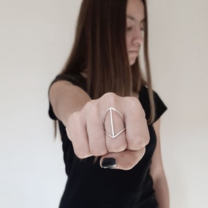 Statement Armour Ring, Sterling silver, Modern Armor Ring, Minimalist, Geometric design, Gift for her.