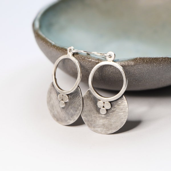 Tribal earrings, dangle boho earrings, 925 silver ethnic earrings, silver hoop earrings, gift for her, handmade bohemian creole earrings