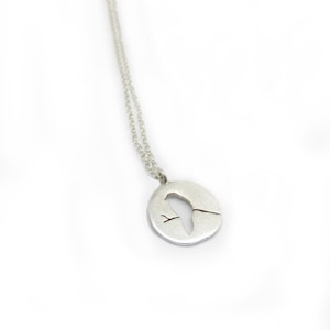 Bird on branch necklace, dove on wire charm pendant, coin, minimalist necklace, everyday jewelry, forest, woodland necklace, sterling silver