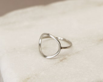 Bague cercle ouvert, bague délicate en argent sterling, minimaliste, géométrique, bijoux de tous les jours, bague empilable