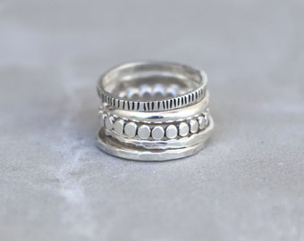 Silber Ring Set: Stapelringe - 925 Sterling Silber