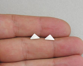 Tiny Sterling Silver Triangle Studs: Geometric Handmade Earrings