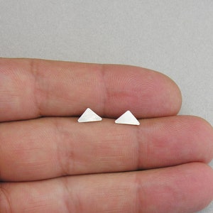 Tiny triangle post earrings, Silver triangle earring studs, Geometric dainty studs, Sterling silver everyday jewelry
