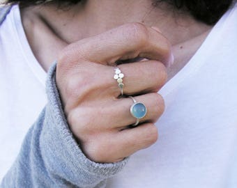 Punkte Ring, Scheibe, Kreise Ring, Sterling Silber, Stapel Perlen Ring, Boho Chic, minimalistisch, stapelbar