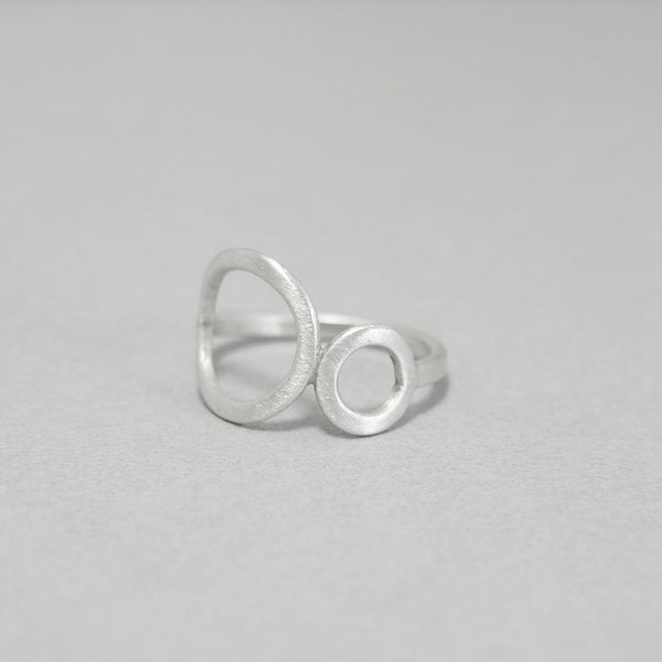 Two circles ring, infinity boho sterling silver ring, open circle ring, geometrical, everyday, jewellery, minimalist ring