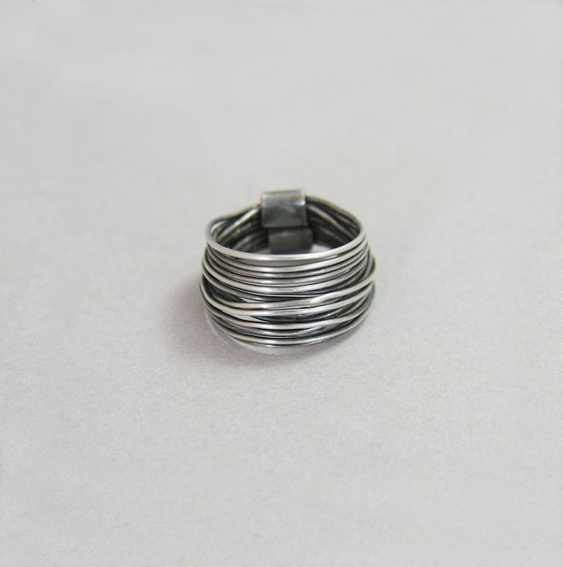 Wide band ring, sterling silver, layered ring, multiple band, boho, minimal design, stacking ring image 3