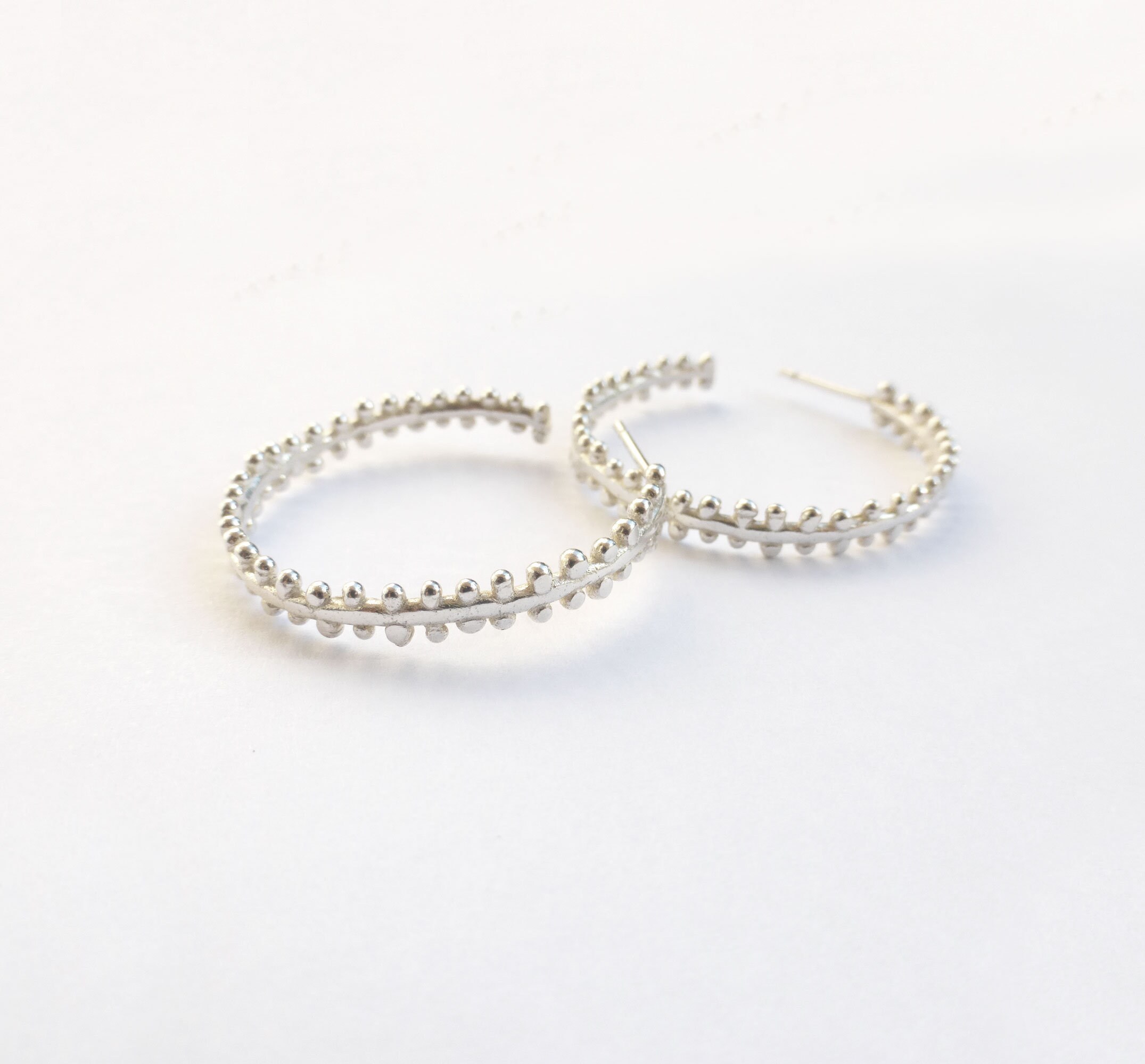 Tiny balls hoop earrings sterling silver organic hoops Etsy