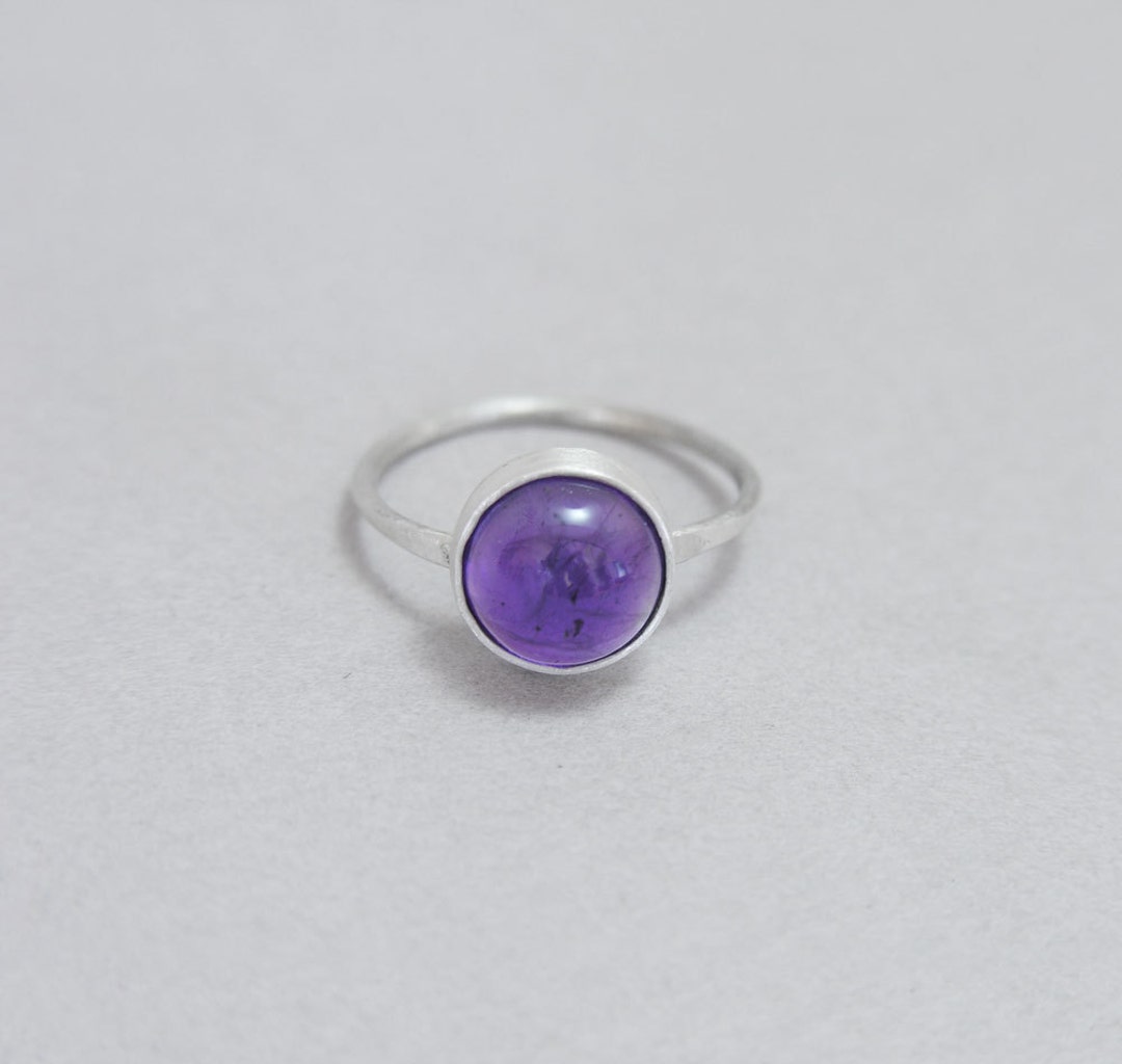 Amethyst Ring Sterling Silver Round Gemstone Purple Stone - Etsy