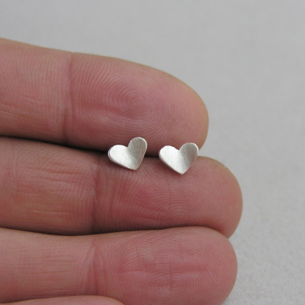 Tiny heart post earrings, sterling silver, black hearts, butterfly hearts, love studs, valentine's gift for her, every day earrings
