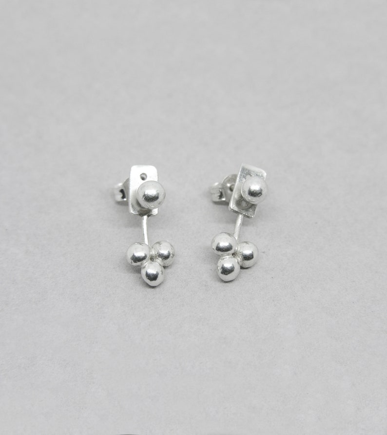 ball sphere ear jackets gift for her minimalist design 3 balls edgy boho double side earrings Jacket earrings front and back earrings