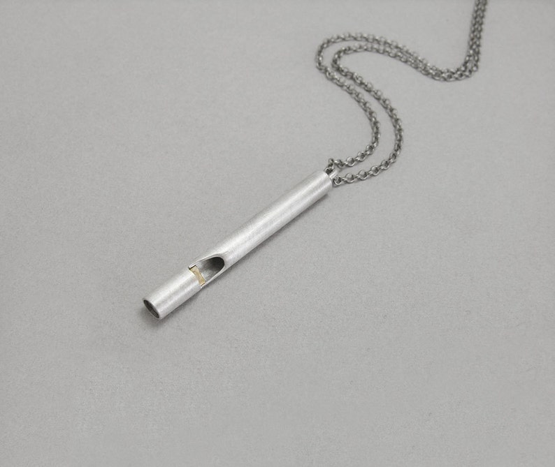 Sterling Silver Whistle Necklace Real Handmade Minimalist Etsy