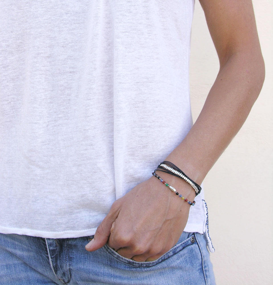 スターリングシルバーのドットバーブレスレット：ミニマリストスタッキングコードブレスレット - Etsy 日本