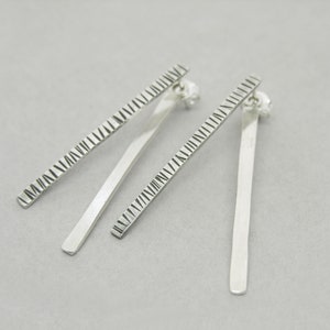 Sterling Silver Bar Ear Jackets: Long Geometric Earrings