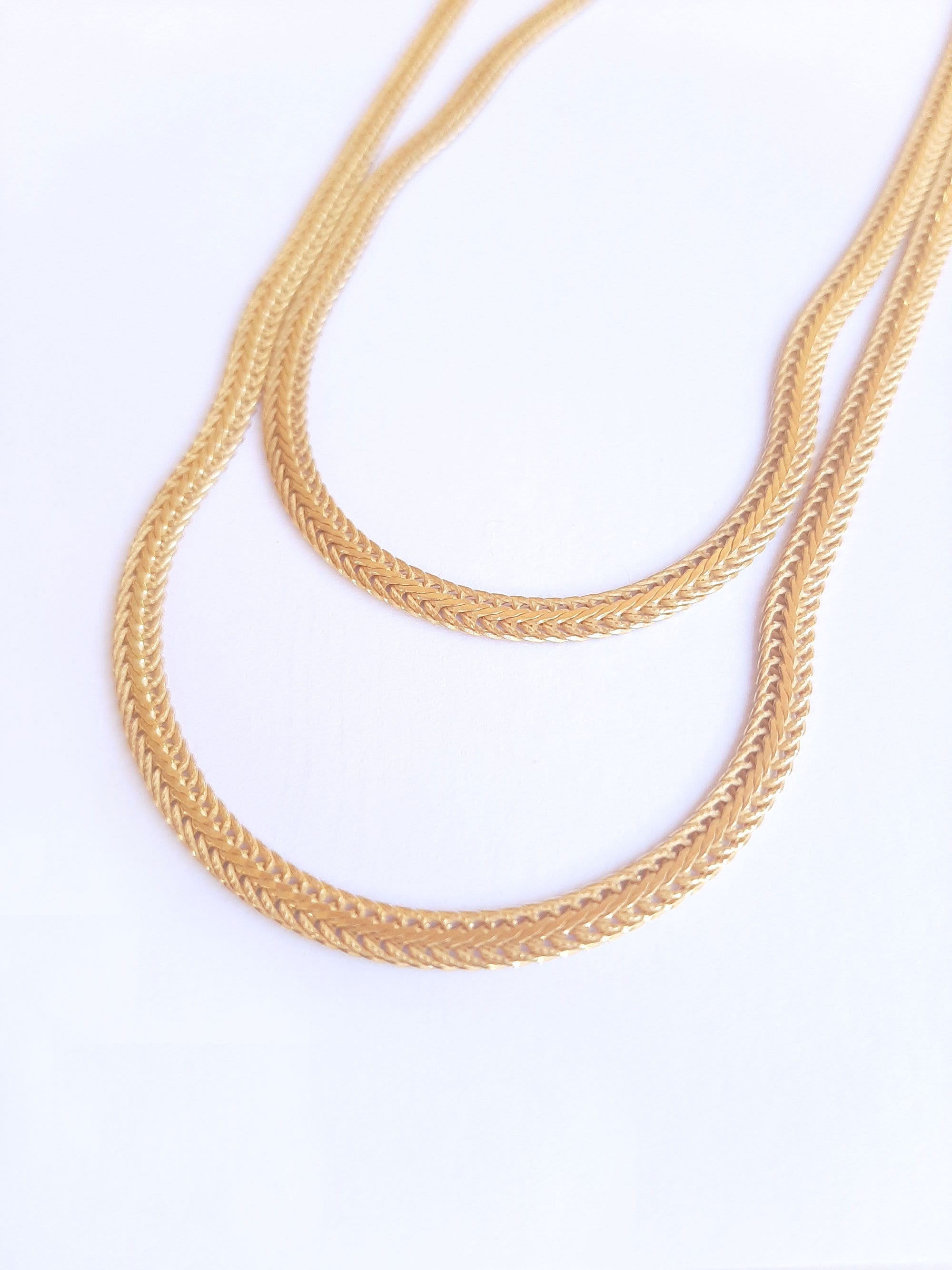 Flat Snake Chain Necklace Gold Plated 18k, Flat Golden Chain