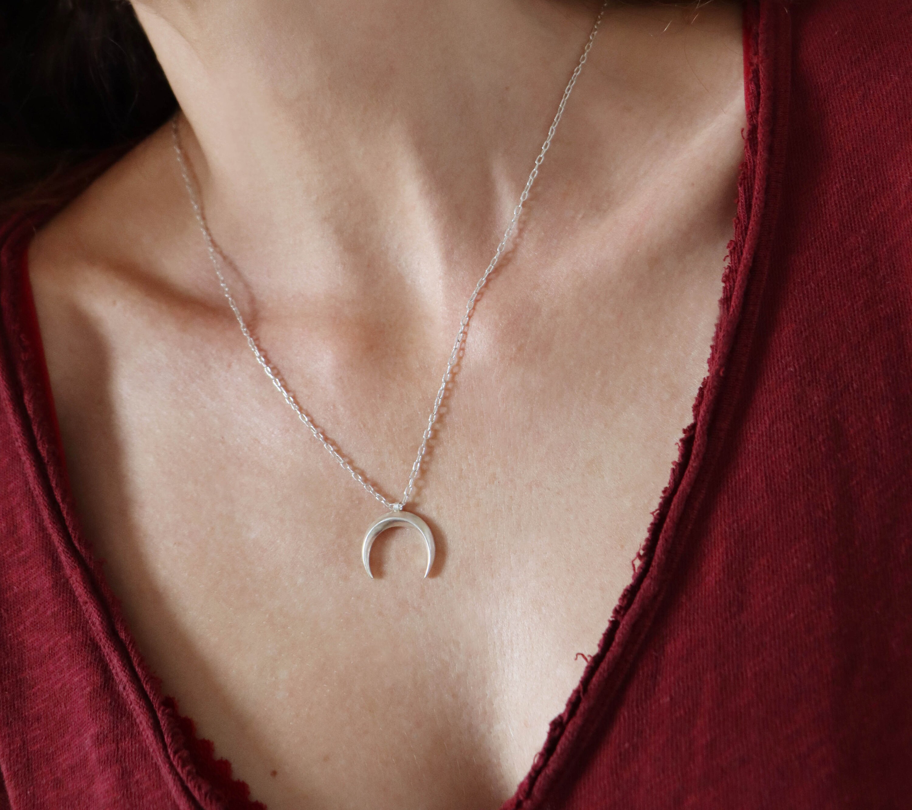 Double moon necklace sale