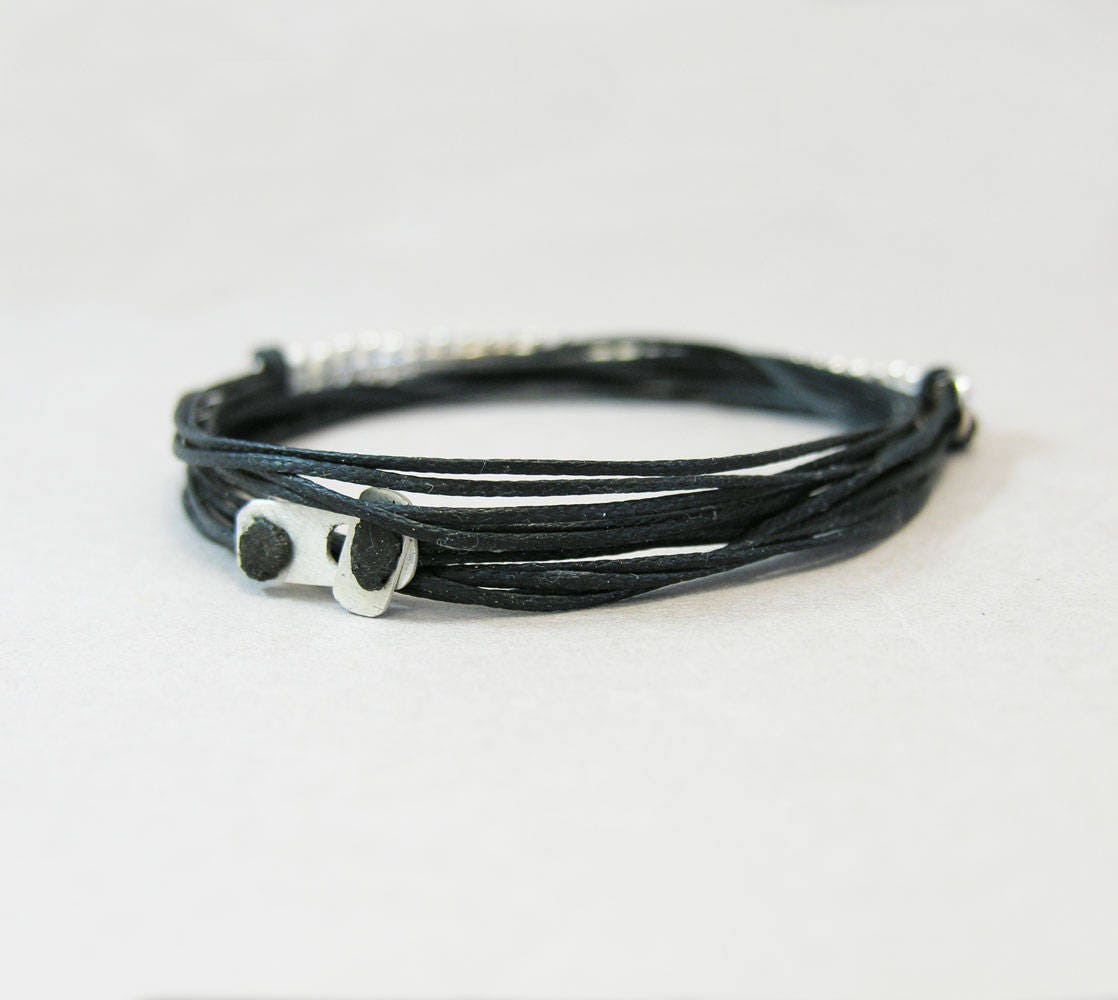 スターリングシルバーのドットバーブレスレット：ミニマリストスタッキングコードブレスレット - Etsy 日本