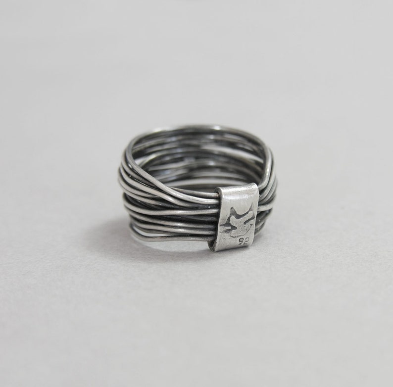 Wide band ring, sterling silver, layered ring, multiple band, boho, minimal design, stacking ring image 5