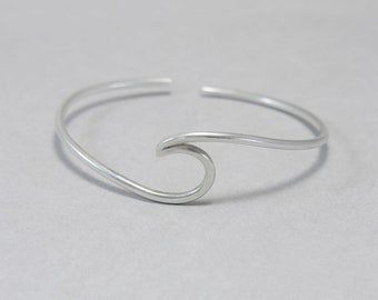 Wave Cuff bangle, sterling silver, beach jewellery, ocean bracelet, beach, minimalist, adjustable, gift for her, one size