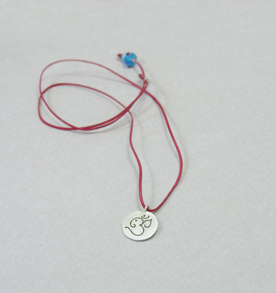 Om Necklace Sterling Silver Yoga Necklace Ohm Dainty Disc Etsy