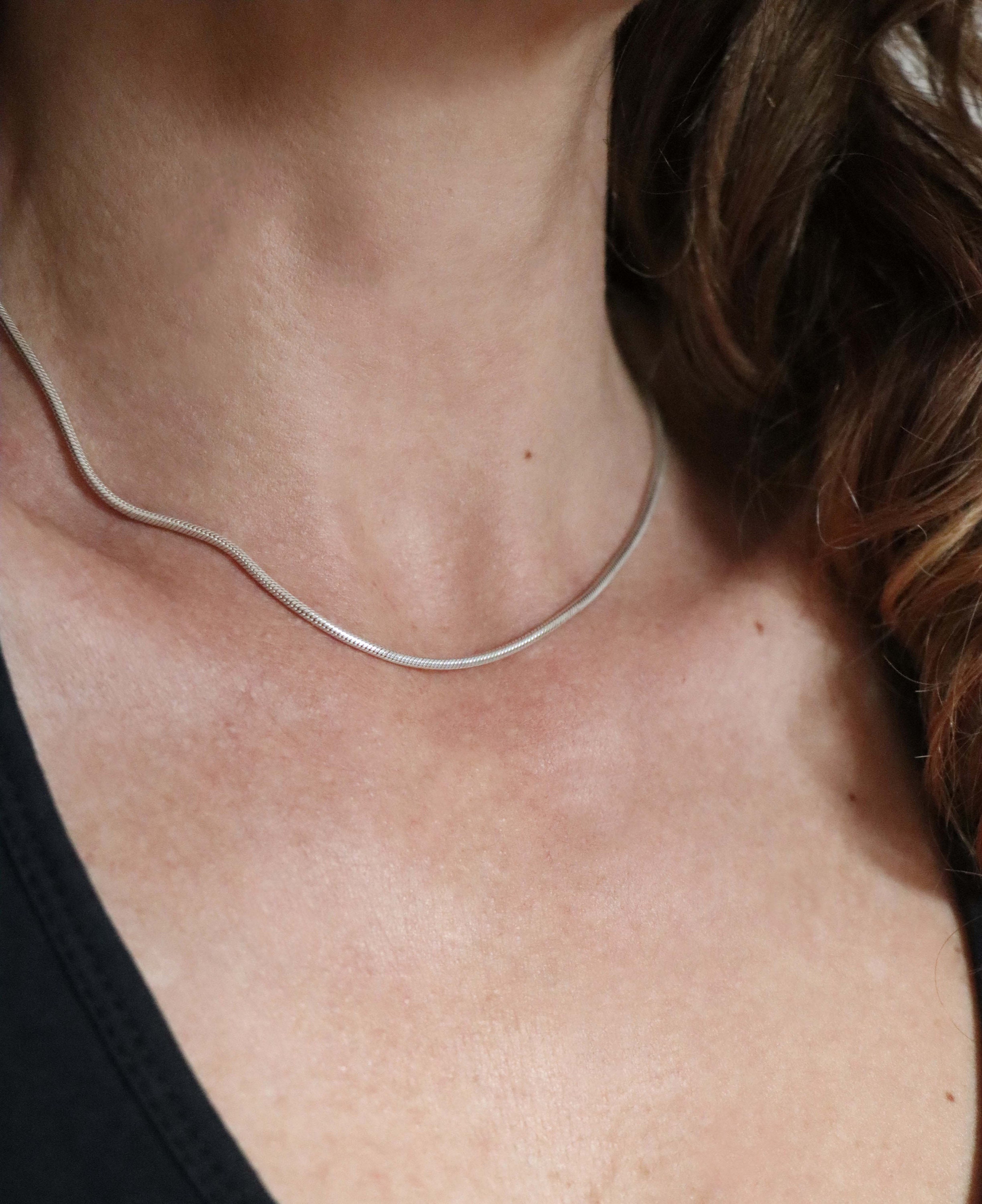 Collier Chaîne En Argent Massif 925 - Maille Art Nouveau Serpent - Argent Fin