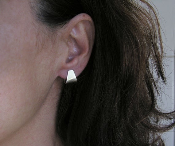 Wide Hoop Earrings Small Thick Sterling Silver Ear Huggies Studs