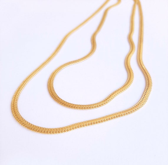 RWQIAN 18K Gold Flat Wide Necklace for Girls Snake
