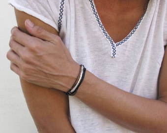 Sterling Silber Dot Bar Armband: Minimalistisches Stapeln Kordel Armband