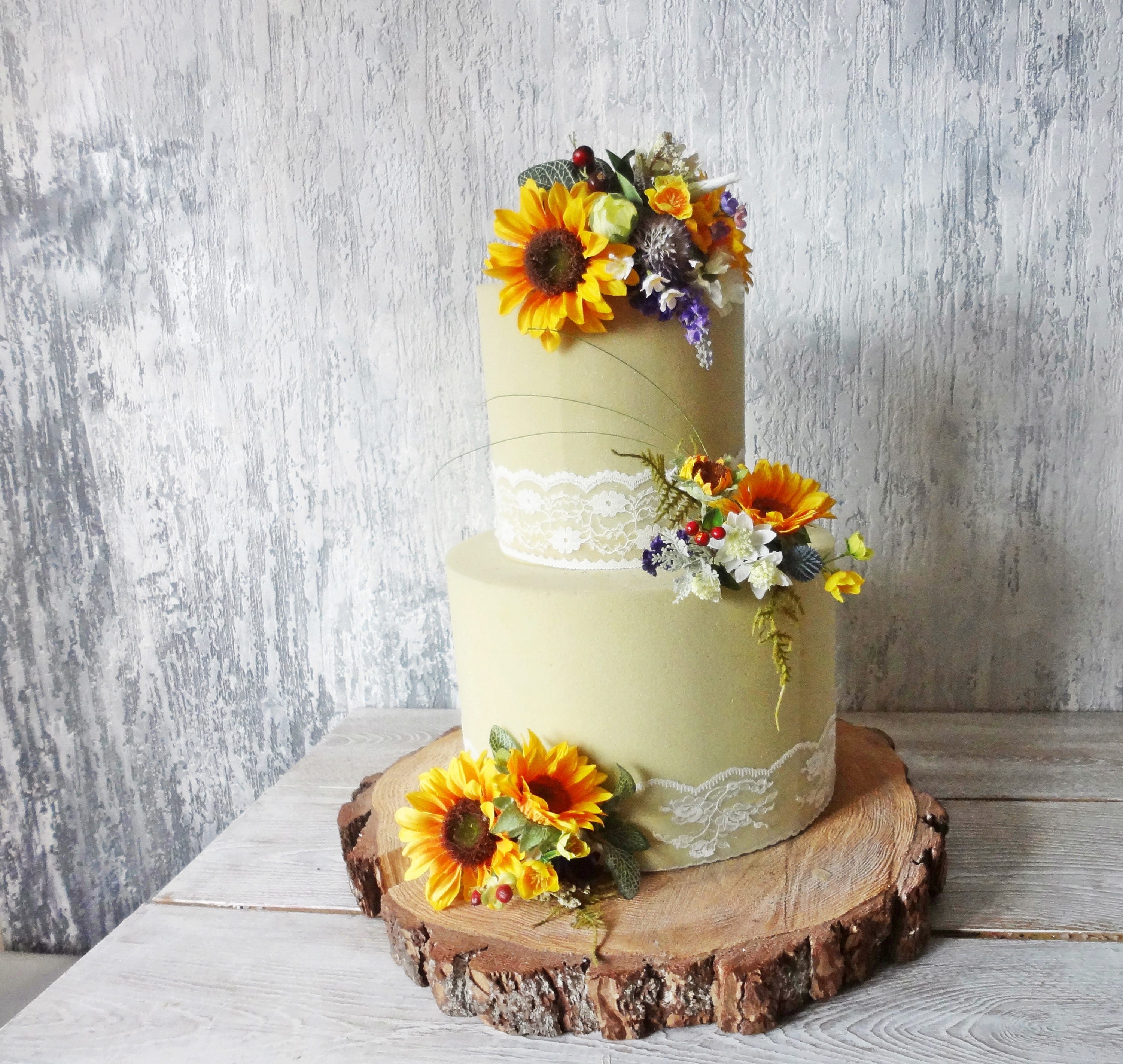 Sunflower wedding cake toppers Rustic Wedding flowers