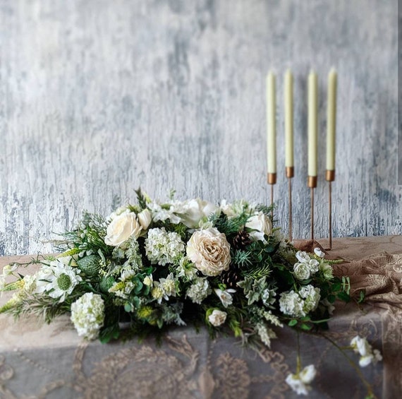Top Table Arrangement Table Decor White Wedding Flowers - Etsy Singapore
