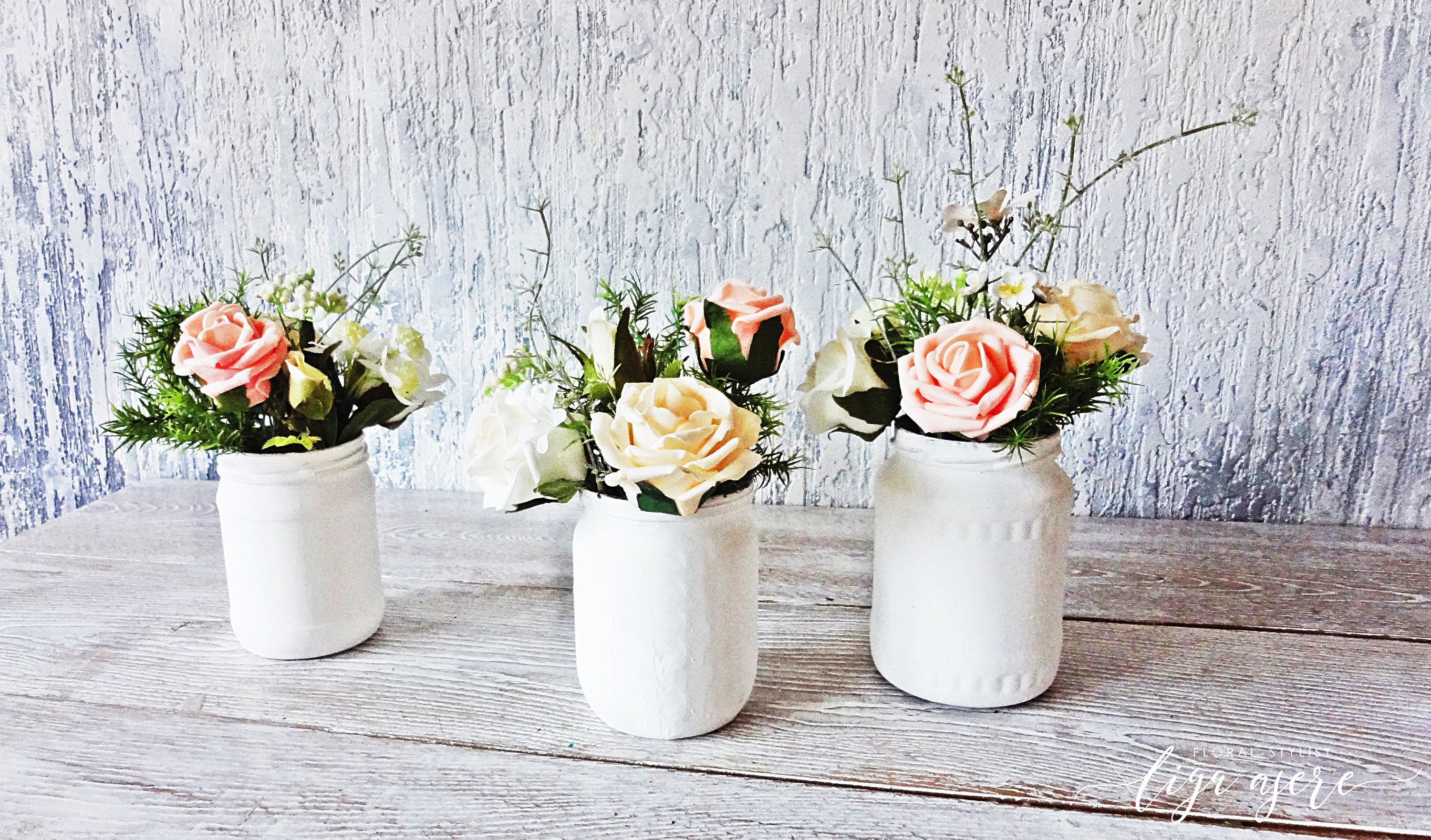 Rustic Spring Summer Wedding Jar Centerpieces Flowers For Jars Etsy