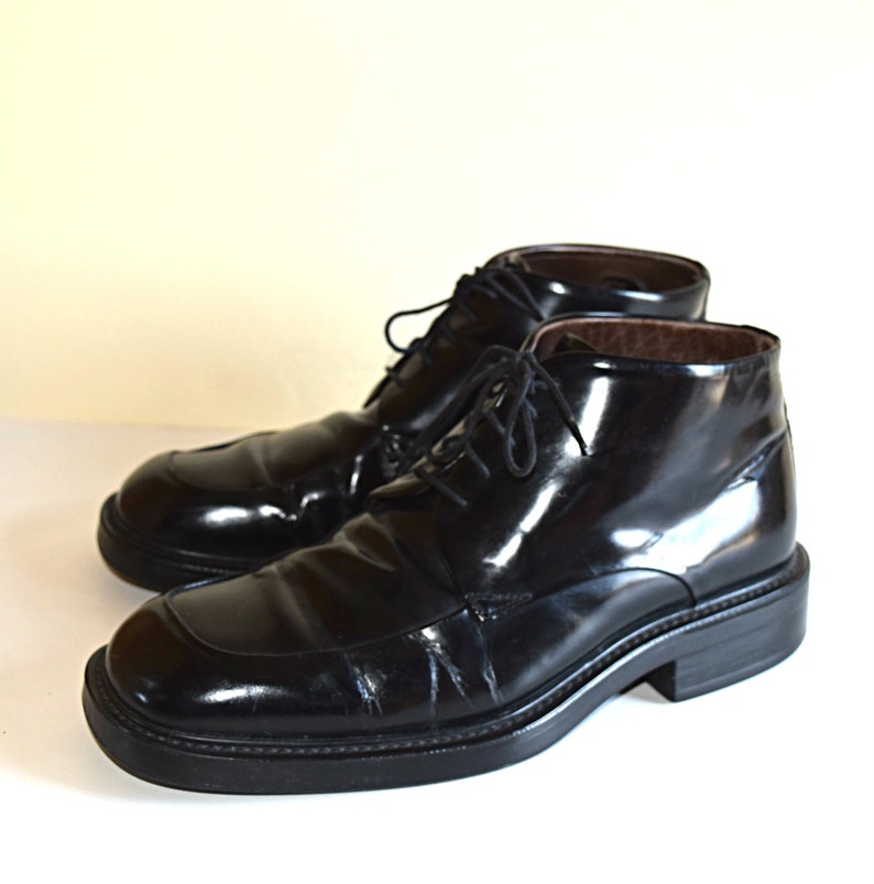 mens black leather lace up ankle boots