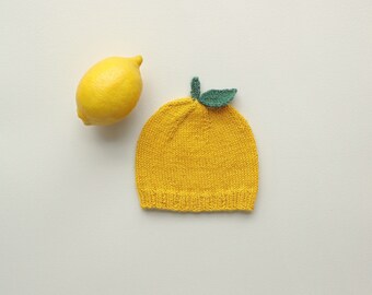 Lemon Fruit Baby Hat Photography Prop for Newborn Yellow Citrus Baby Beanie Photo Outfit Funny Costume Idea for Infant