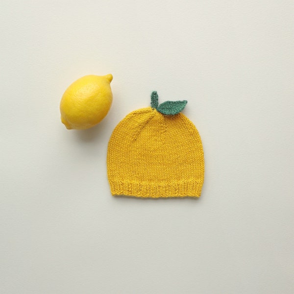 Lemon Fruit Baby Hat Photography Prop for Newborn Yellow Citrus Baby Beanie Photo Outfit Funny Costume Idea for Infant