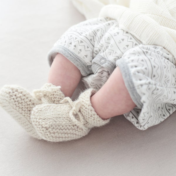 Knitted baby booties, newborn shoes, knitted baby clothes, knit baby outfit, alpaca, heirloom gift boy girl gender neutral