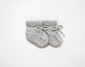 Knitted Baby Booties – Alpaca Socks Light Grey