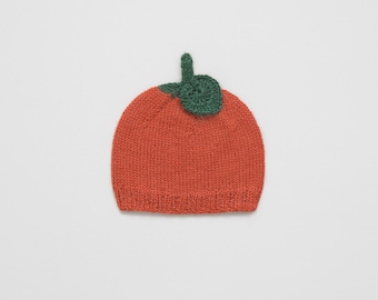 Pumpkin Baby Hat Knit Alpaca: Newborn, 0-3m, 3-6m