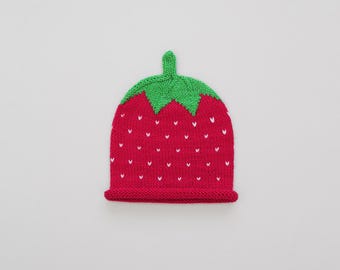 Strawberry Beanie Merino Wool Cotton for Baby & Kids