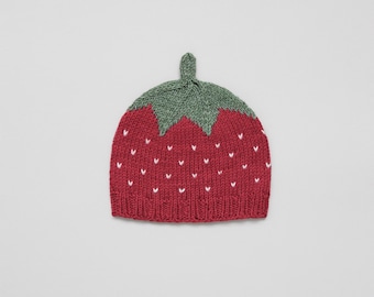 Strawberry Beanie Merino Wool Cotton for Baby & Kids