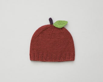 Red Apple Baby Hat Knitted Fruit Beanie Cotton Merino Newborn Gift Funny Photo Outfit for Boy Girl