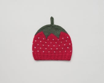 Strawberry Beanie Alpaca Merino Wool for Baby & Kids