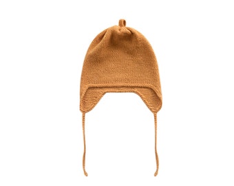 Knit baby beanie toddler hat girl boy go home outfit gender neutral clothes - saffron