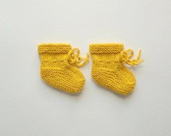 Baby Knitted Booties Newborn Photo Outfit Yellow Alpaca Socks Baby Gift for Boy and Girl