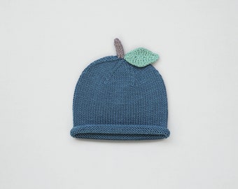 Berry Knitted Kids Hat Blueberry Merino Wool Cotton: Newborn, Baby & Toddler, 0-24 months