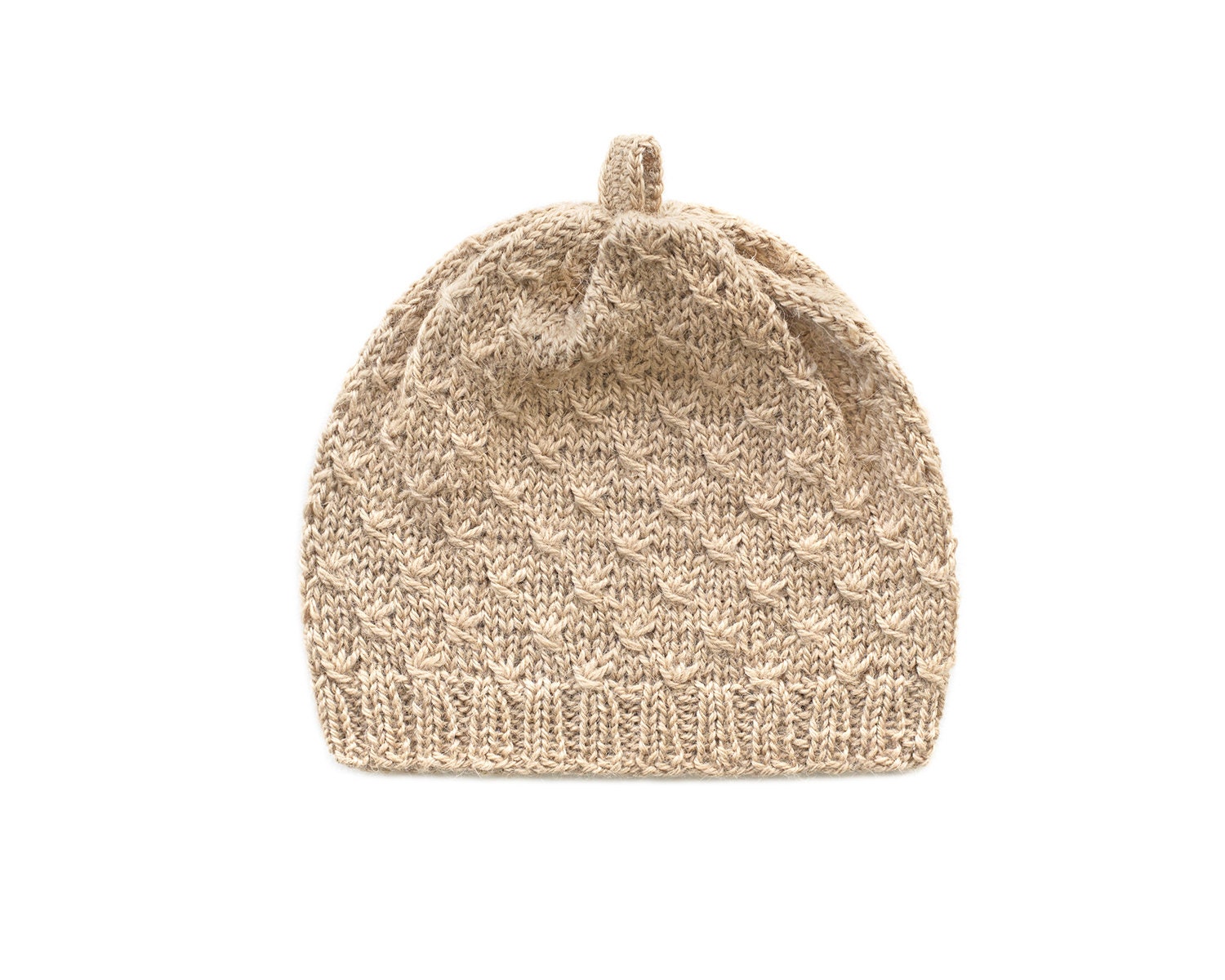 Hand Knitted Baby Beanie Soft Alpaca - Camel (0-3months) - Etsy display picture 1