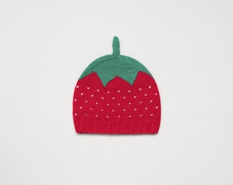 Strawberry Baby Beanie Merino Wool (Newborn to 12 months)